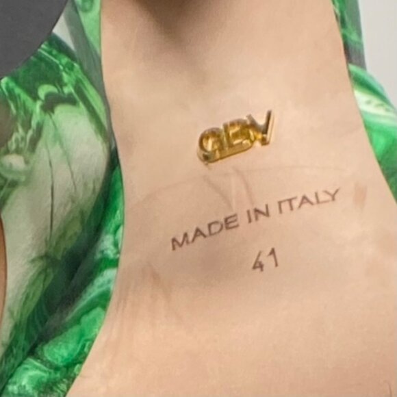 GIAMBATTISTA  VALLI Maxi Green Marble Knot Mules Women's Heel Sandals Si… - Picture 11 of 13